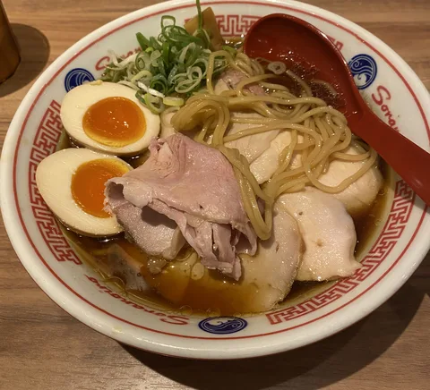 Ramen meal photographed at Tokyo Ramen Street.